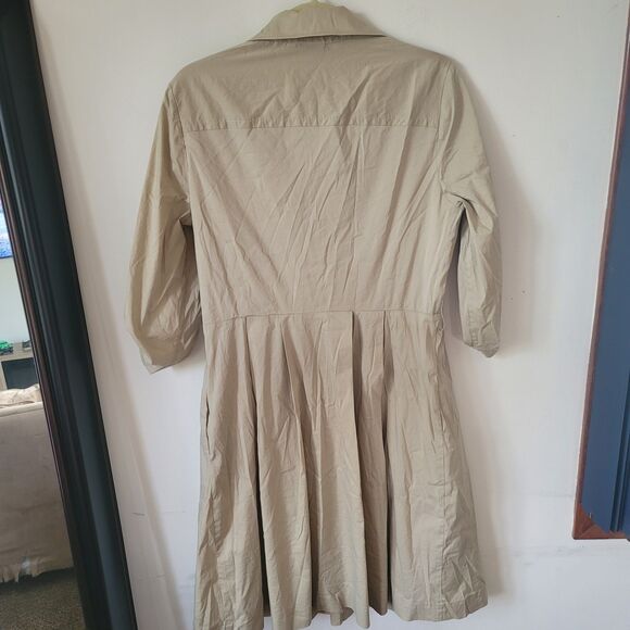 Tory Burch Blythe Khaki Safari Style Shirt Dress Size 12 A line button down - Picture 4 of 10